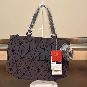 Geometric Gray Gunmetal Shoulder Bag